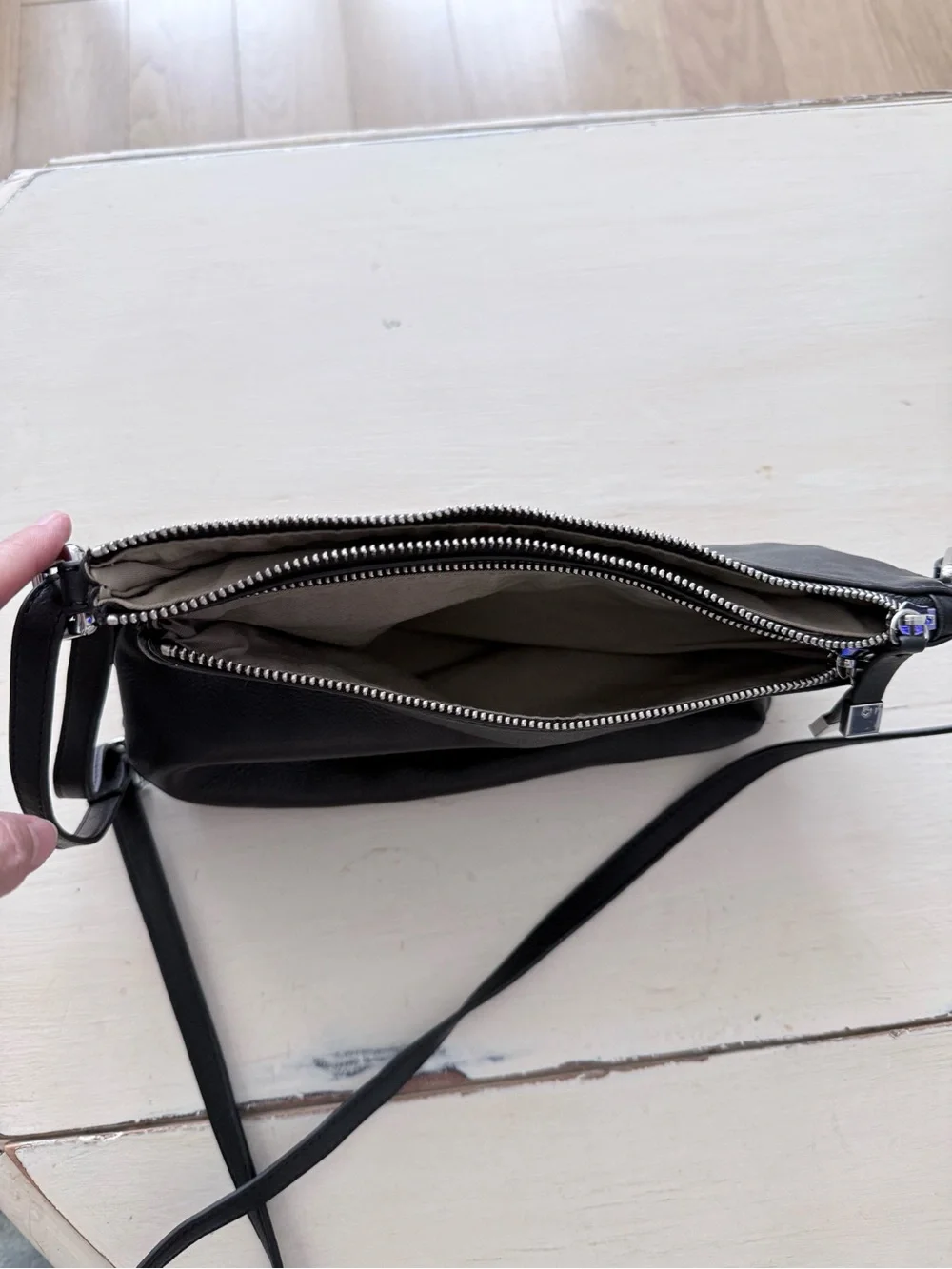 margot Black Leather Crossbody Bag with Silver Hardware